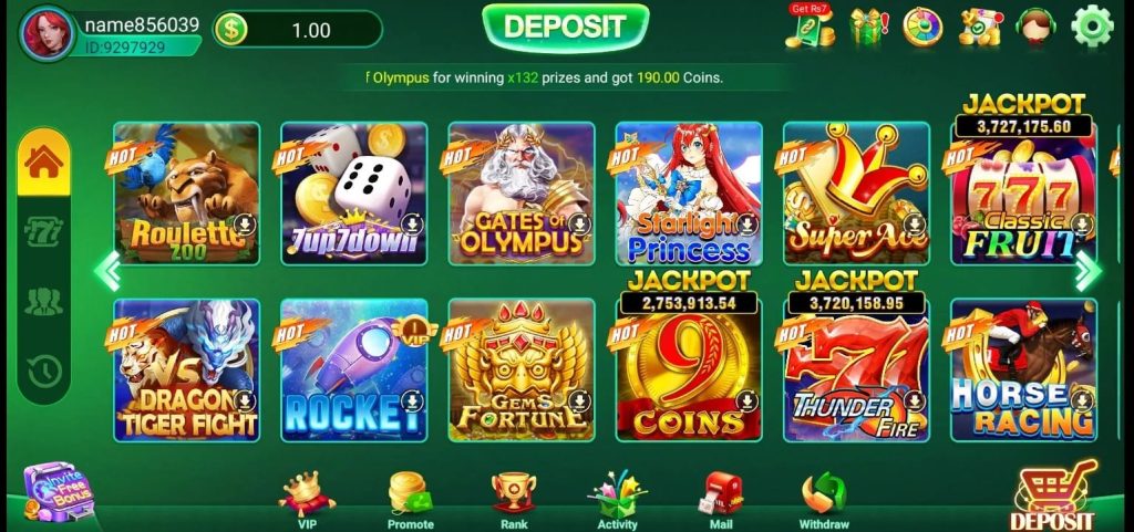 Pak500 game interface with earning options, bonuses, and wallet balance