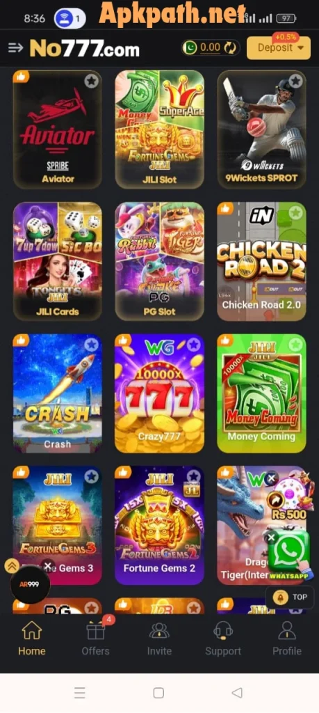 NO777 Game v6.1.1Android app with user-friendly design, easy navigation, and multiple mini-games for real money earning