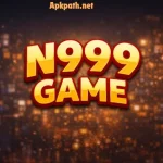 N999 Game APK 2026 logo on a glowing city background, bold and simple design for Android users