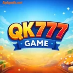 QK777 Game logo with colorful poker chips, dice, and casino-themed background for Android APK