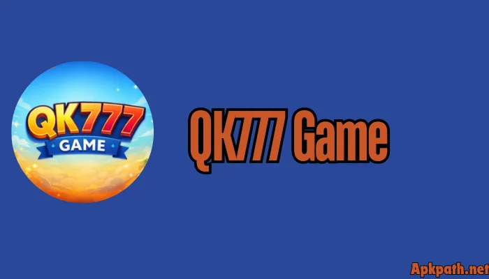 QK777 Game APK logo with casino elements, poker chips, and dice on a colorful background, representing Android multi-game fun.
