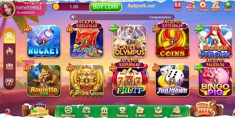 3pattijoker Game dashboard showing mini games and rewards on Android