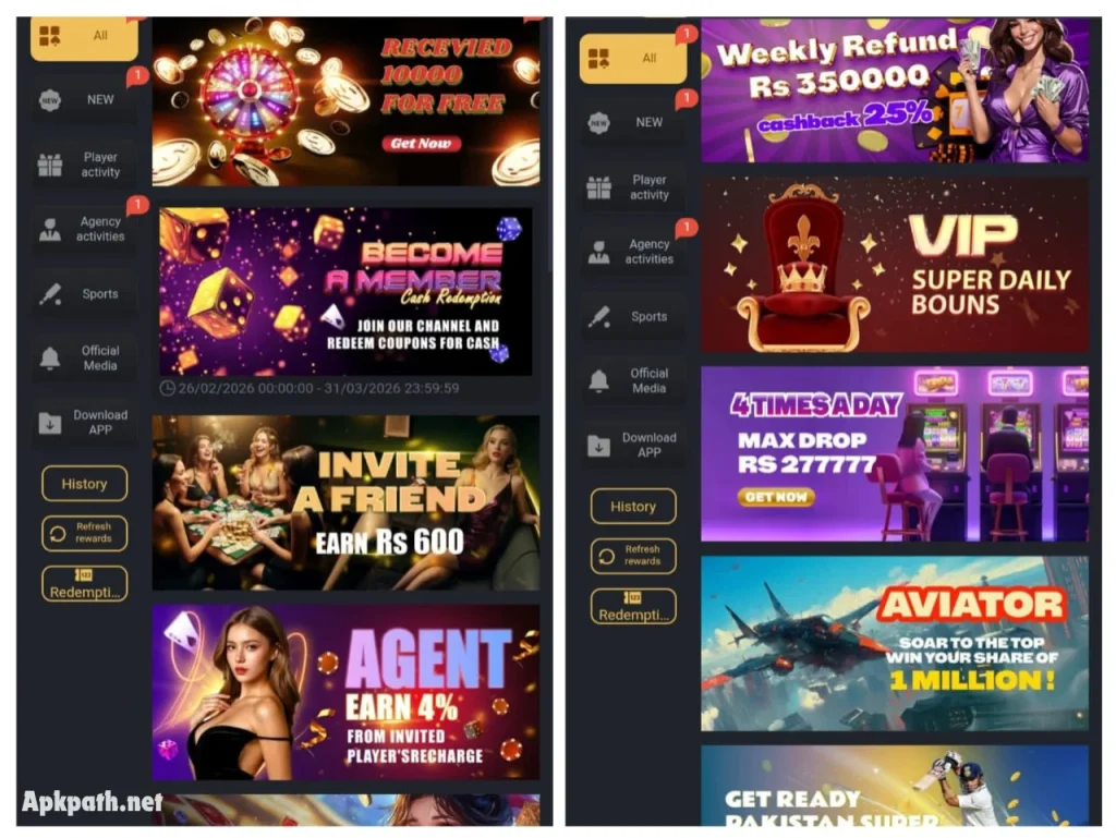 six177 Game rewards and bonus system interface