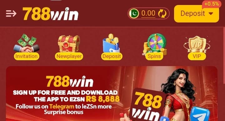 788win Game app dashboard showing color prediction and real cash earning features in Pakistan