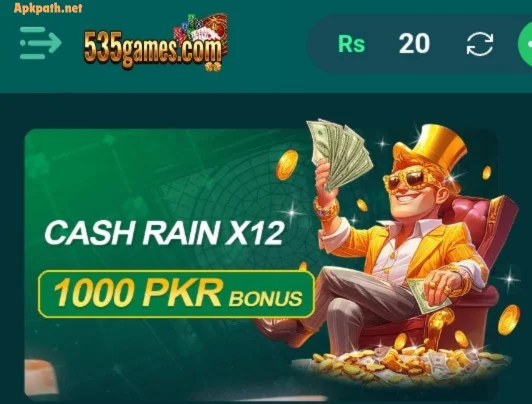 535 Game APK 2026 Android app home screen showing latest gaming interface and menu options