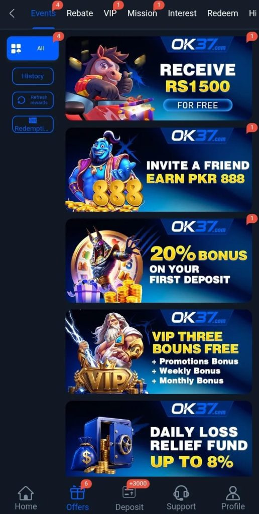 OK37 Game APK interface for Android users displaying mini-games and fast result gameplay system